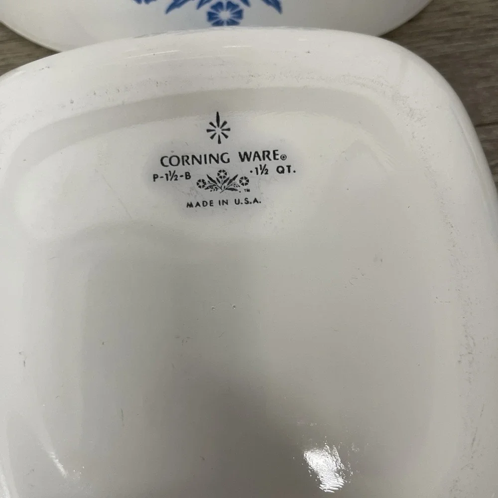 Vintage Corning Ware Blue Cornflower 4pc Set P-9-B P-2½-B w/Lid P-1-B P-1½-B